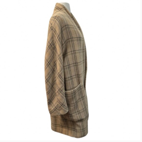 VINCE Plaid-Print Open-Front Coat Size Medium - Picture 5 of 7